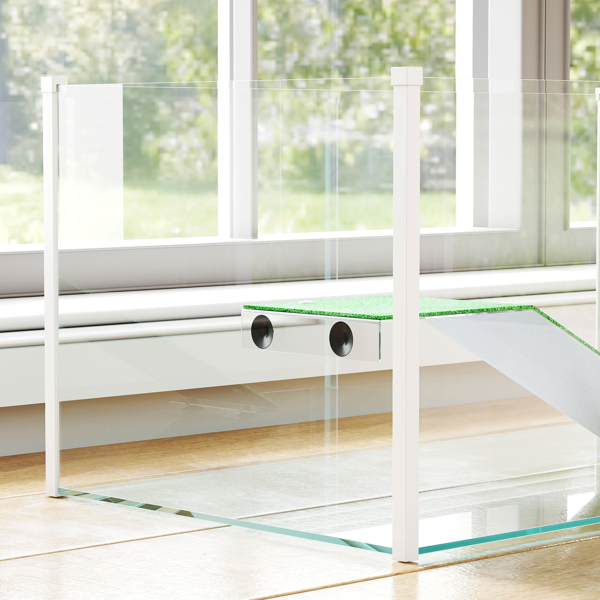 Pawhut Acuario Para Tortugas Con Plataforma Y Rampa 60x35x28 Cm Blanco_3