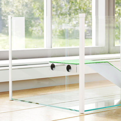 Pawhut Acuario Para Tortugas Con Plataforma Y Rampa 60x35x28 Cm Blanco_3