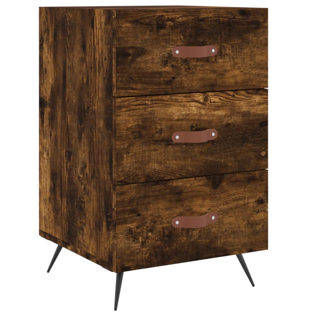 Mesita De Noche Madera De Ingeniería Roble Ahumado 40x40x66 Cm_0