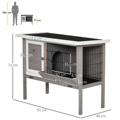 Pawhut Conejera De Madera Exterior Jaula Elevada Para Conejos Con Techo Abatible_2