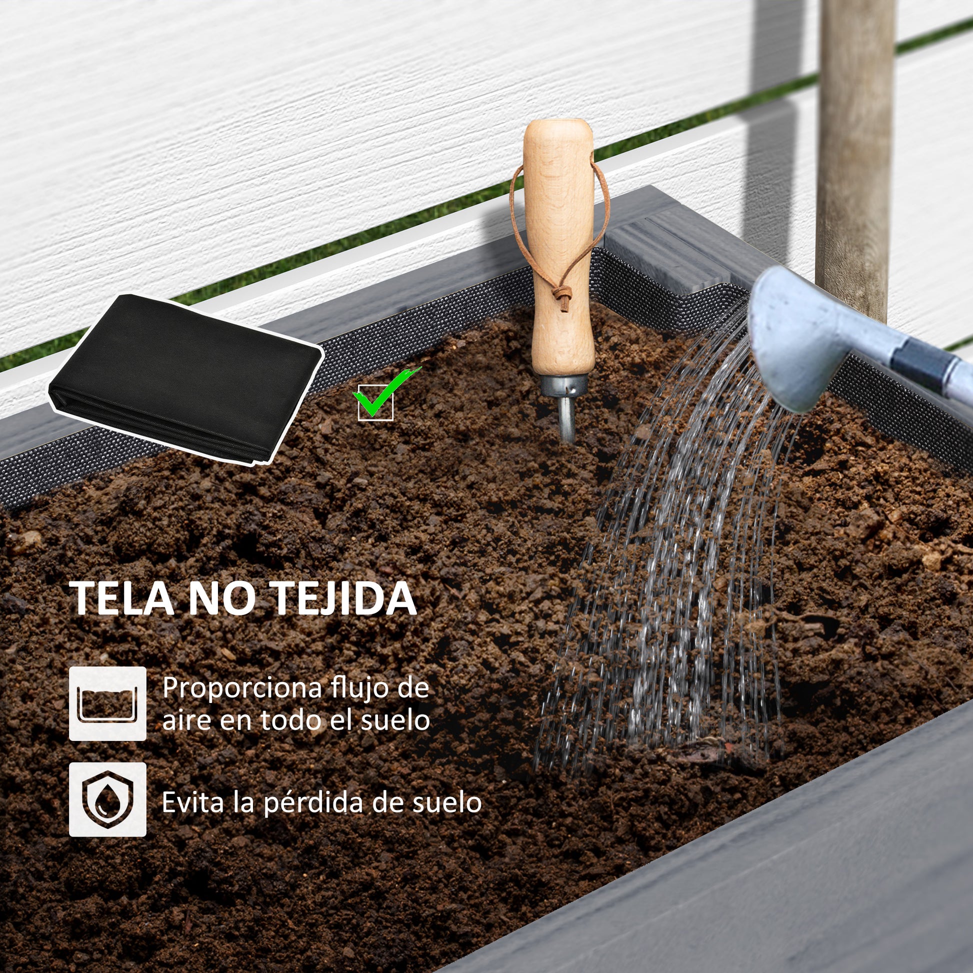 Outsunny Huerto Urbano De Madera Con Estante 100x30x70,5 Cm Gris_5