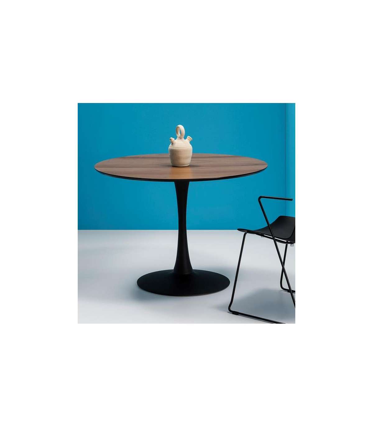 Mesa Redonda Onda Acabado Negro/nogal 75 Cm(alto) 110 Cm(ancho) 110 Cm(largo)_0