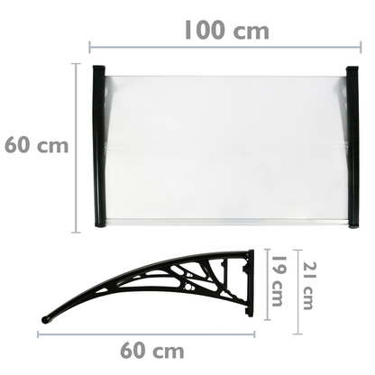 Tejadillo De Protección 100x60cm Marquesina Para Puertas Y Ventanas Negro_1