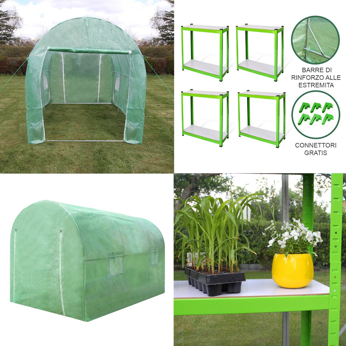Invernadero Politúnel Con Estantería Galvanizada De Jardín Carpa De Cultivo 25mm 3 X 2m_4