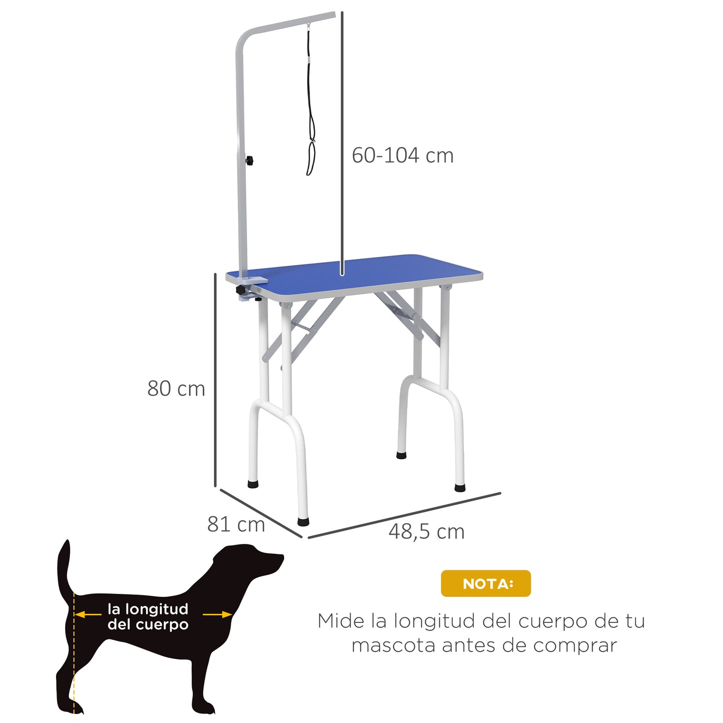 Pawhut Mesa De Peluquería Canina Plegable Encimera Antideslizante Azul_2
