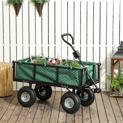 Outsunny Carrito De Jardín Con Ruedas Grandes Asa Ajustable Carga 300 Kg Verde_1