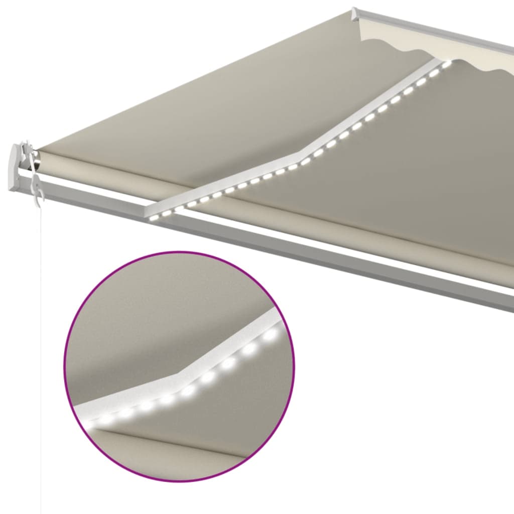 Toldo Automático Con Led Sensor De Viento Crema 600x350 Cm_3