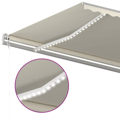 Toldo Automático Con Led Sensor De Viento Crema 600x350 Cm_3