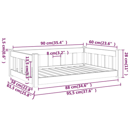 Cama Para Perros Madera Maciza De Pino Negro 95,5x65,5x28 Cm / Vetonek_3