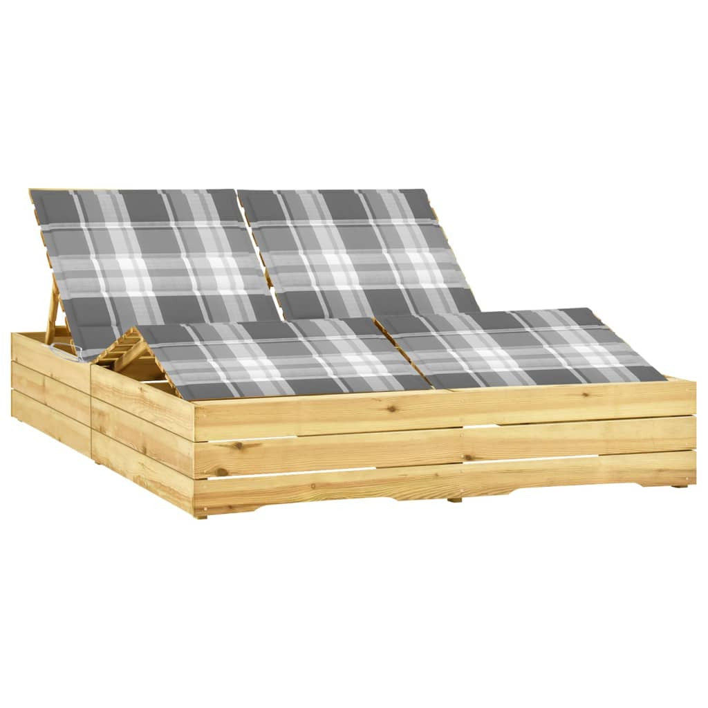 Vidaxl Tumbona Doble Y Cojines Madera De Pino Impregnada_0
