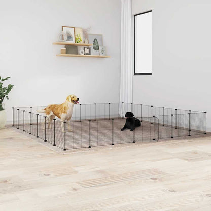 Vidaxl Jaula Para Mascotas De 28 Paneles Puerta Acero Negro 35x35 Cm_1