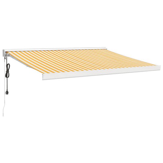 Toldo Retráctil Aluminio Y Tela Blanco Y Amarillo 3x2,5 M_0