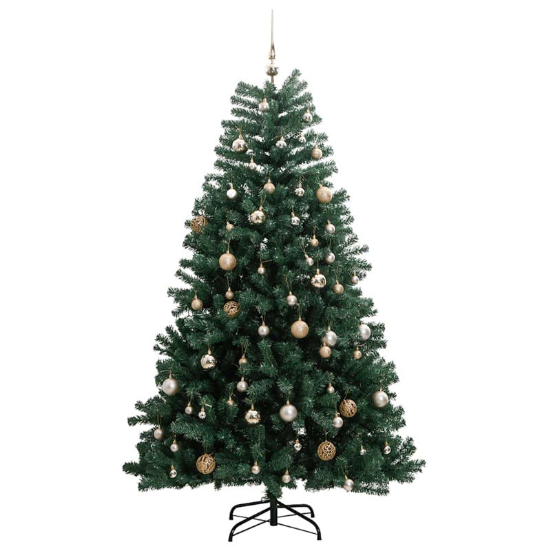 Vidaxl Árbol Navidad Artificial Con Bisagras 150 Led Y Bolas 120 Cm_3