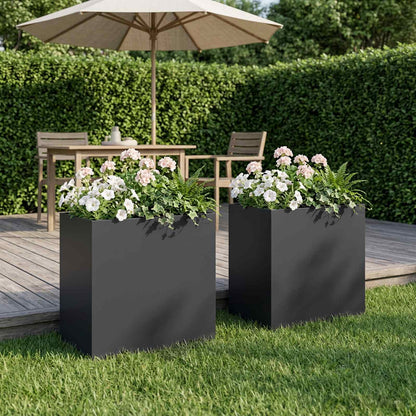 Macetero De Jardín 2 Uds. Negro 50 X 30 X 50 Cm_1