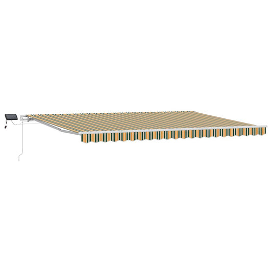 Toldo Retráctil Verde Y Amarillo 500 X 350 Cm Tela Y Aluminio_0