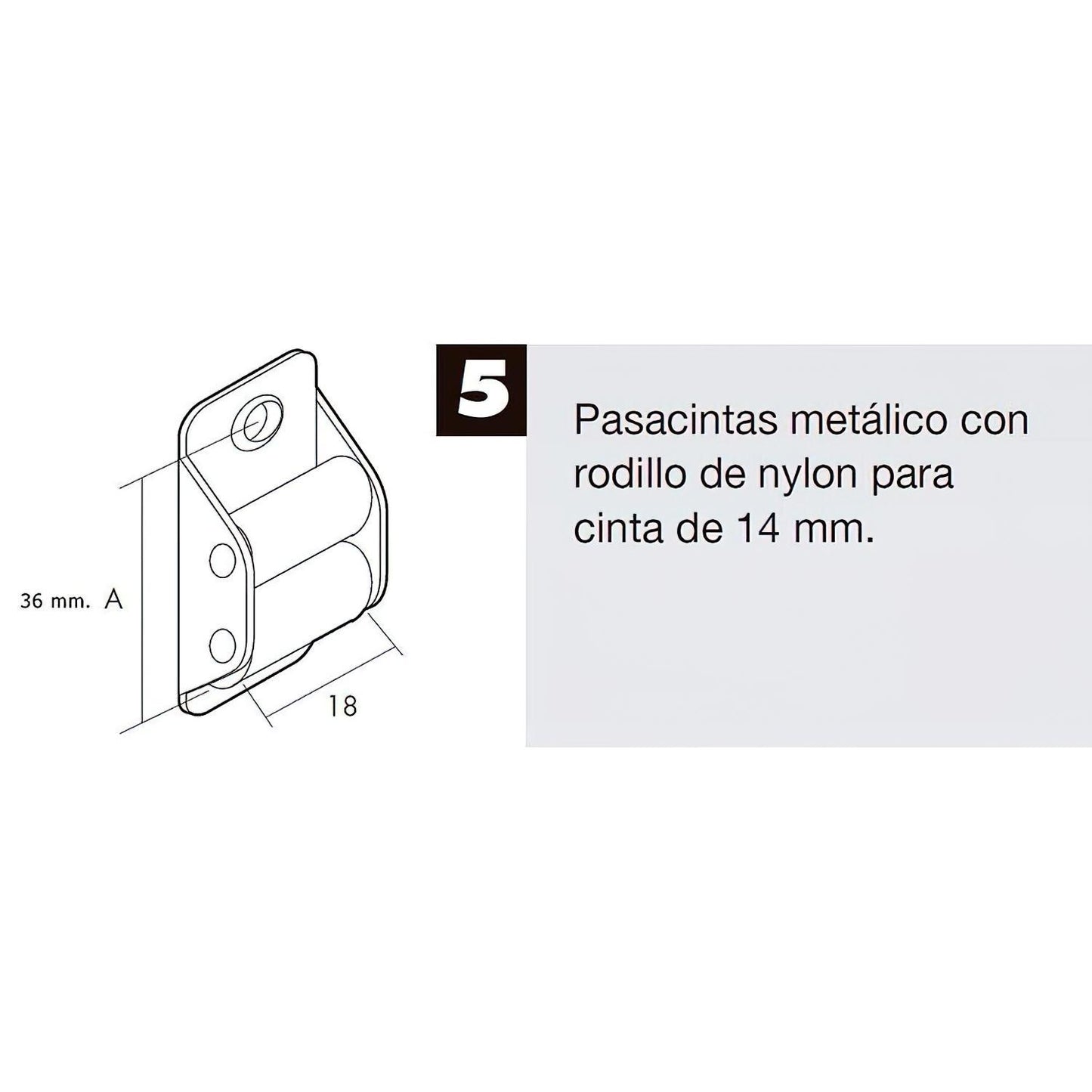 Pasacintas Persiana Mini Rodillos Nylon Cintas 14 Mm._2
