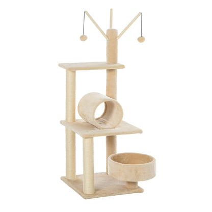 Pawhut Árbol De Gatos Con Cama Postes Rascadores Túnel Juguetes Colgantes_0
