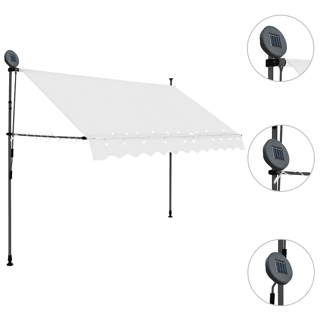 Toldo Manual Retráctil Con Led Crema 250 Cm_2