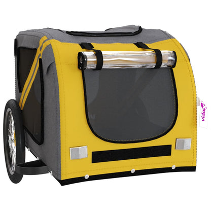 Remolque De Bicicleta Mascotas Hierro Tela Oxford Amarillo Gris_4