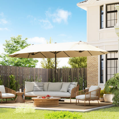 Outsunny Sombrilla Doble 4,6x2,7 M Con Manivela Resistente Al Agua Crema_1