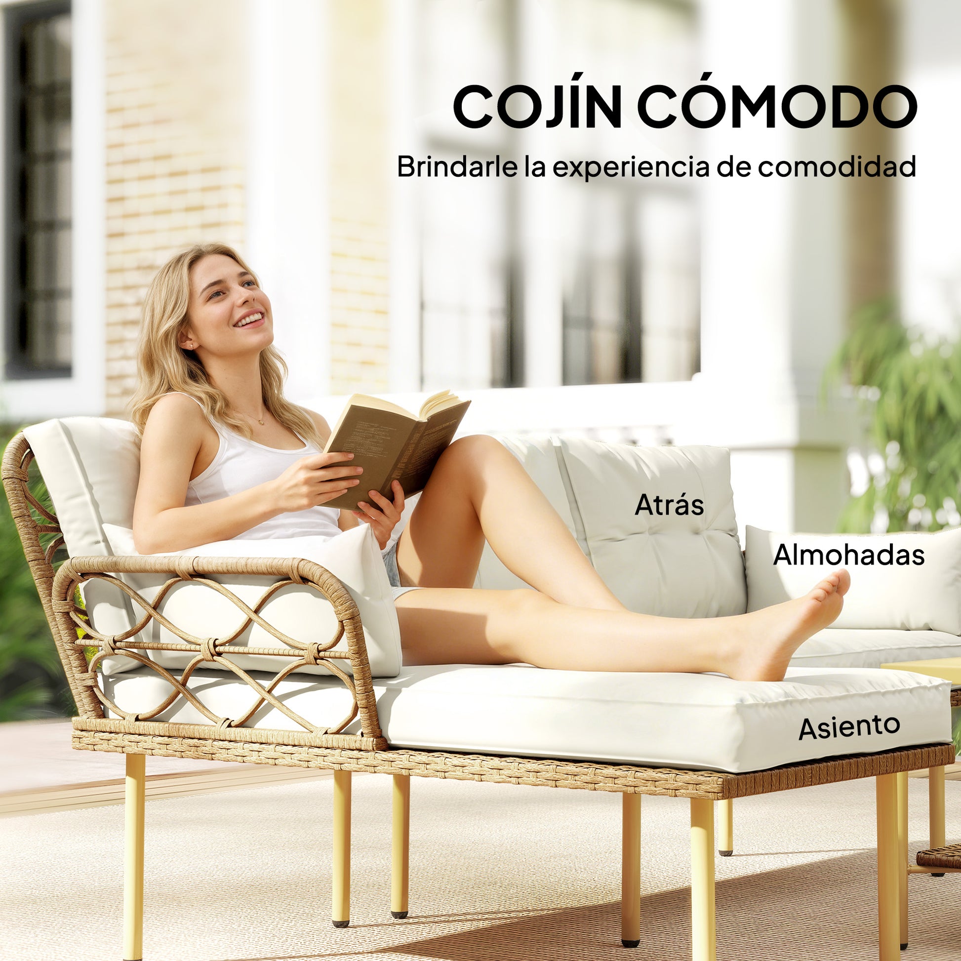 Outsunny Conjunto De Jardín De Ratán_4