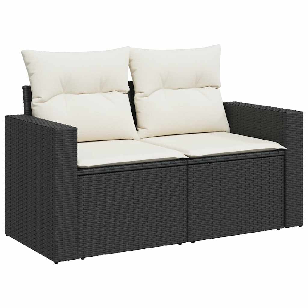 Set De Sofás De Jardín 11 Pzas Y Cojines Ratán Sintético Negro / Vetonek_5