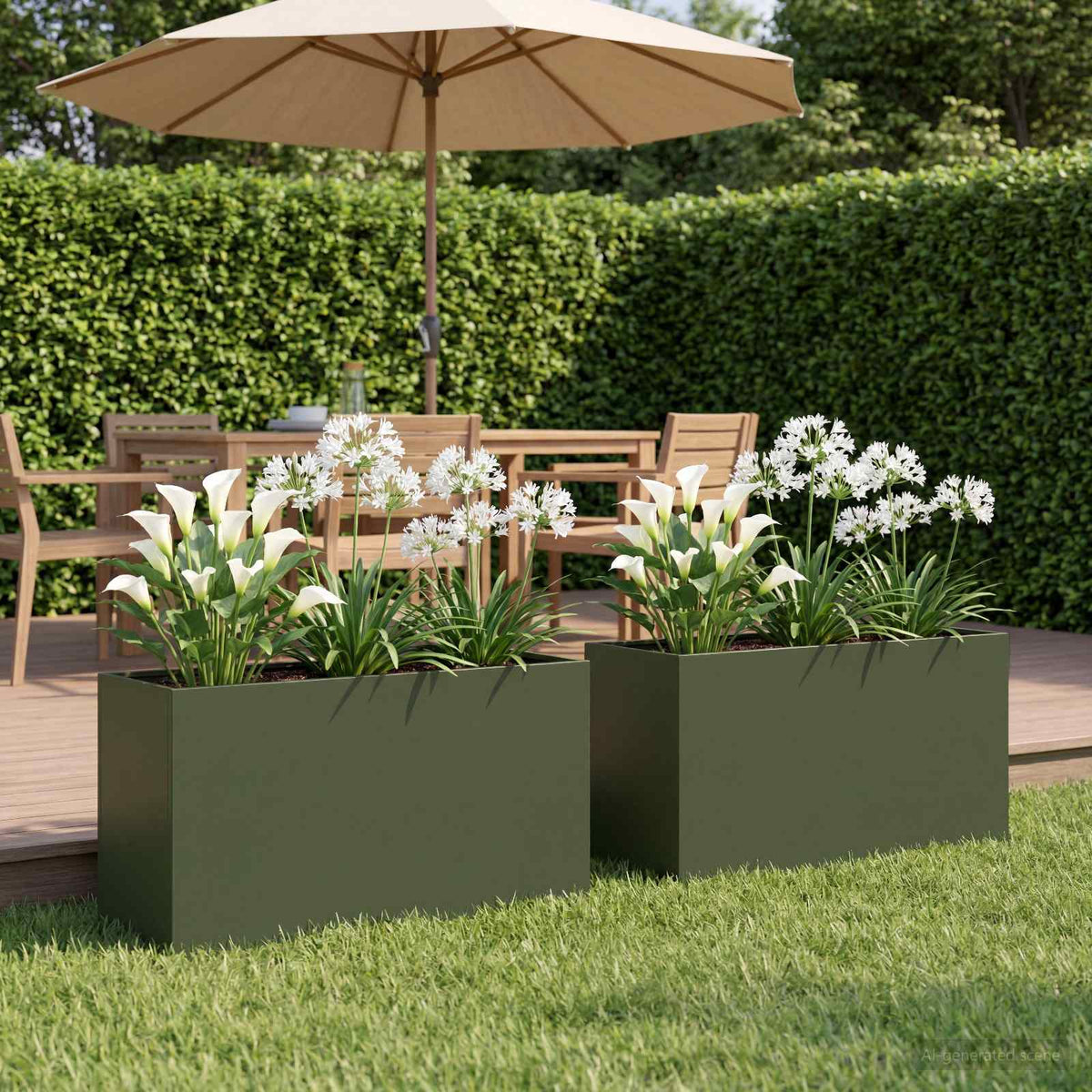 Macetero De Jardín 2 Uds. Verde Oliva 80 X 30 X 50 Cm_1