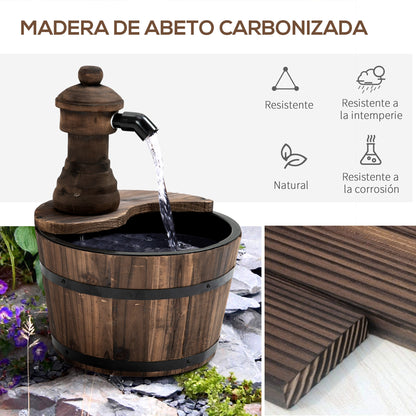 Outsunny Fuente De Agua De Madera En Cascada Con Bomba Eléctrica Natural_4