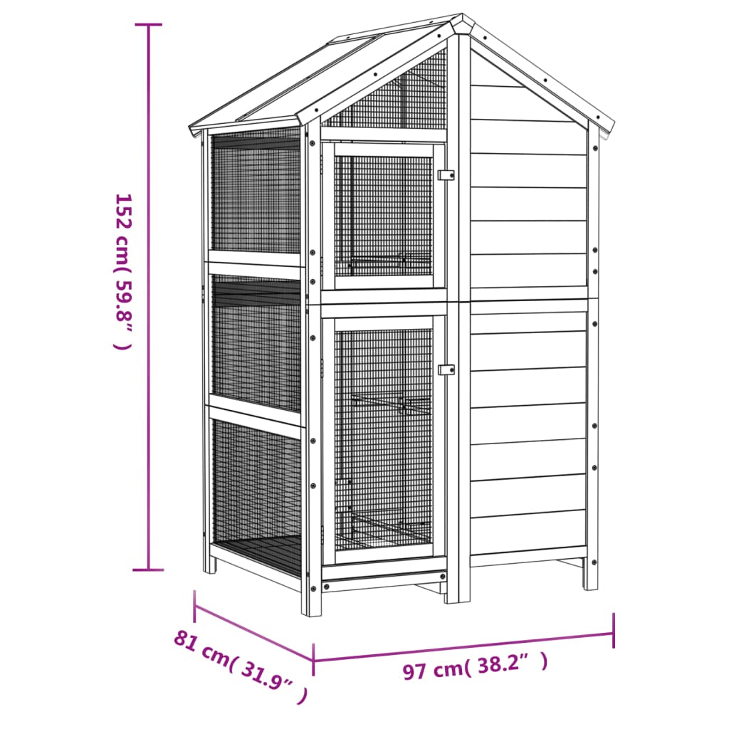 Vidaxl Casita Para Pájaros Madera Maciza Pino Marrón 97x81x152 Cm_2