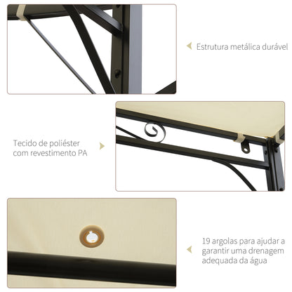 Outsunny Pérgola De Jardín 3,66x2,5m Cenador Montado Pared Con Techo Retráctil_5