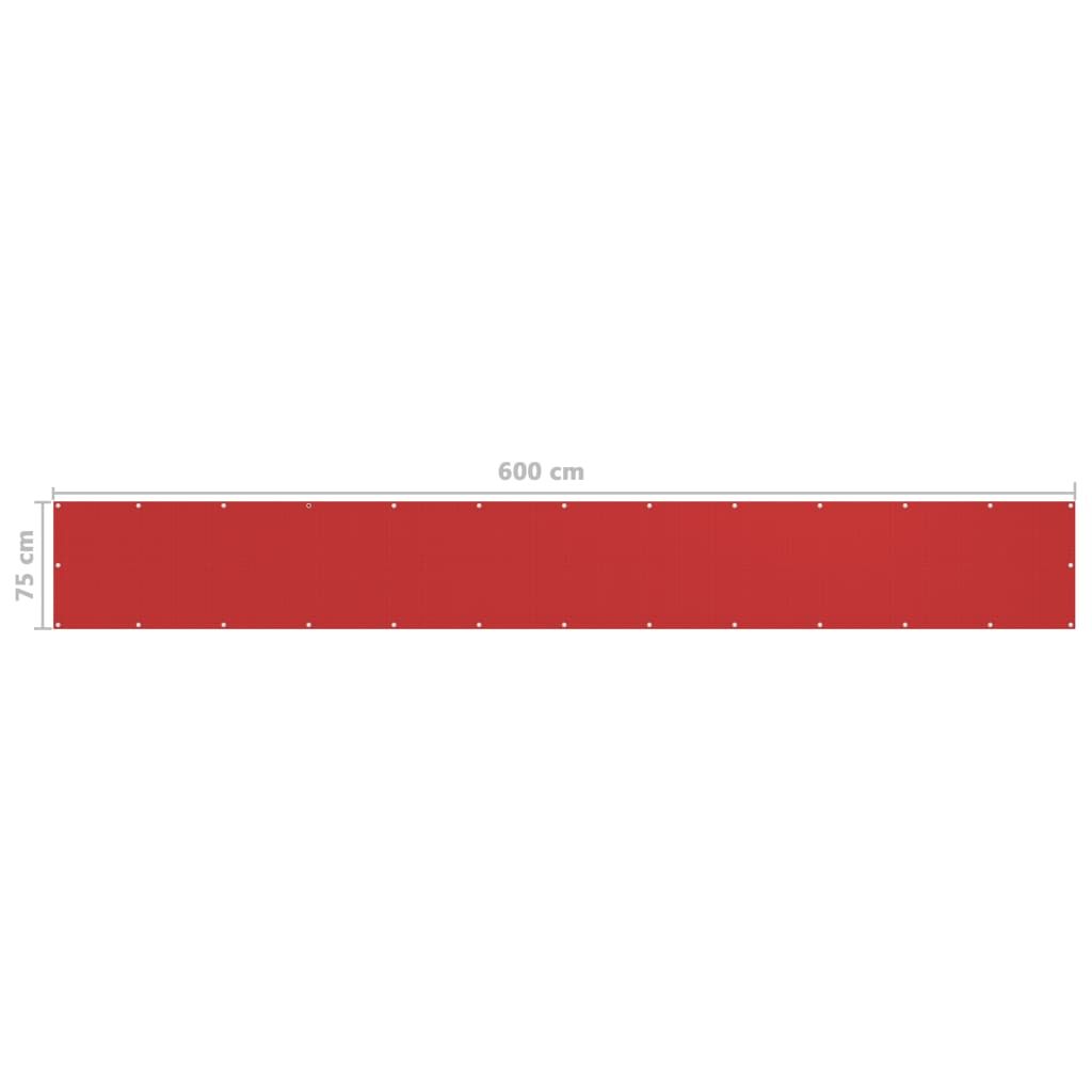 Vidaxl Toldo Para Balcón Hdpe Rojo 75x600 Cm_2