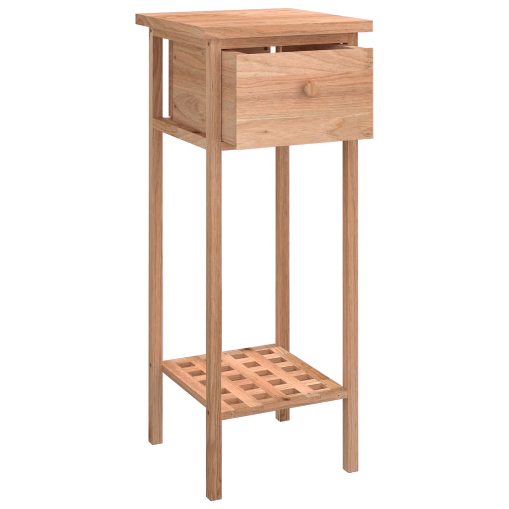 Mesa Auxiliar Con Cajón Madera Maciza Nogal 25x25x60 Cm_2