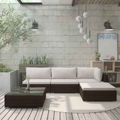 Vidaxl Set Muebles De Jardín 5 Piezas Y Cojines Ratán Sintético Marrón_1