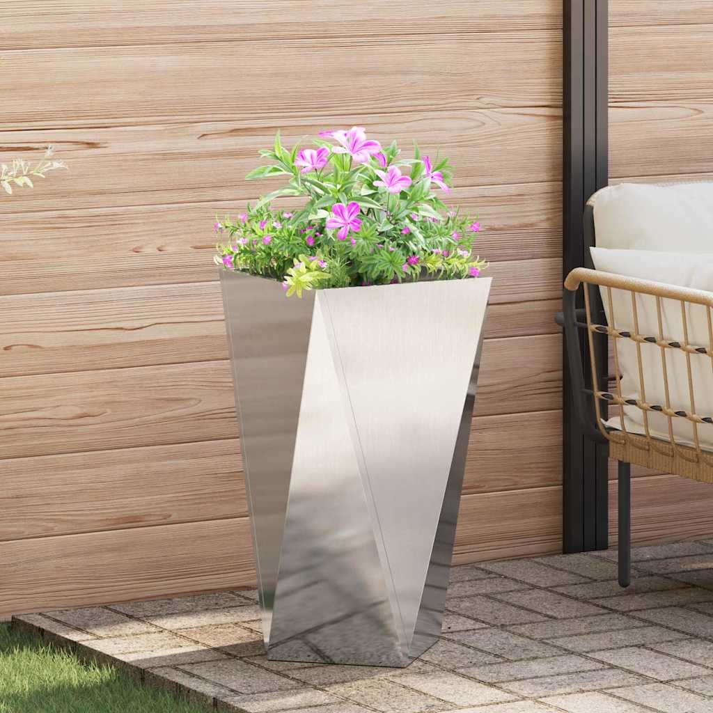 Jardinera 2 Pcs Plateado 40 X 40 X 75 Cm Acero Inoxidable_3