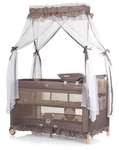 Cuna De Viaje Con Dosel Y Cambiador Palace Bear Beige New_0