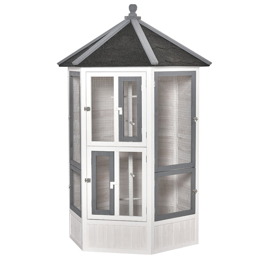 Pawhut Pajarera De Madera Grande Para Jardín Con Múltiples Ventanas Y Techo_0