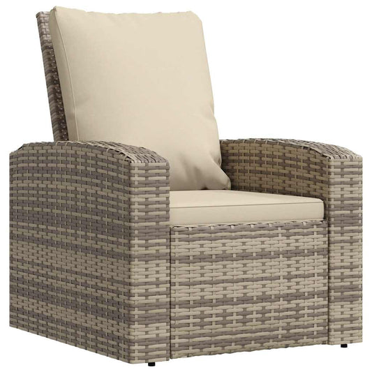 Vidaxl Sillón Reclinable Jardín Y Cojines Ratán Sintético Marrón Claro_0
