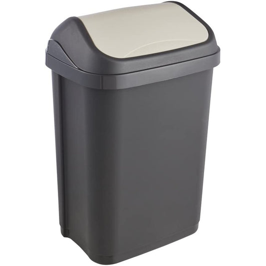 Cubo De Basura Con Tapa Basculante, 10 L, Swantje, Gris Grafito