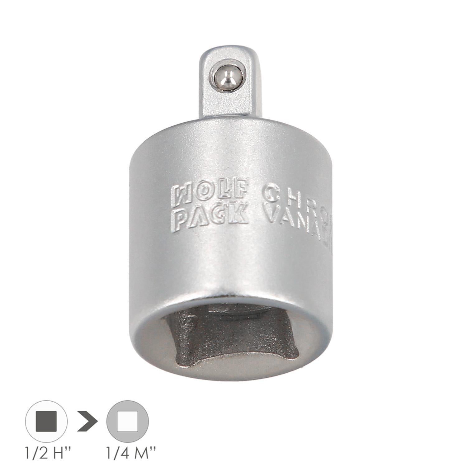 Adaptador Reductor  1/2 Hembra A 1/4 Macho. Acero Cromo Vanadio, Aristas Redondas, Reductor Carraca,