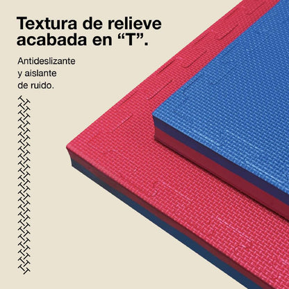 Tatami Puzzle 4cm 100x100cm, Pack 4 Unidades – Superficie T Azul/rojo Jowy_3