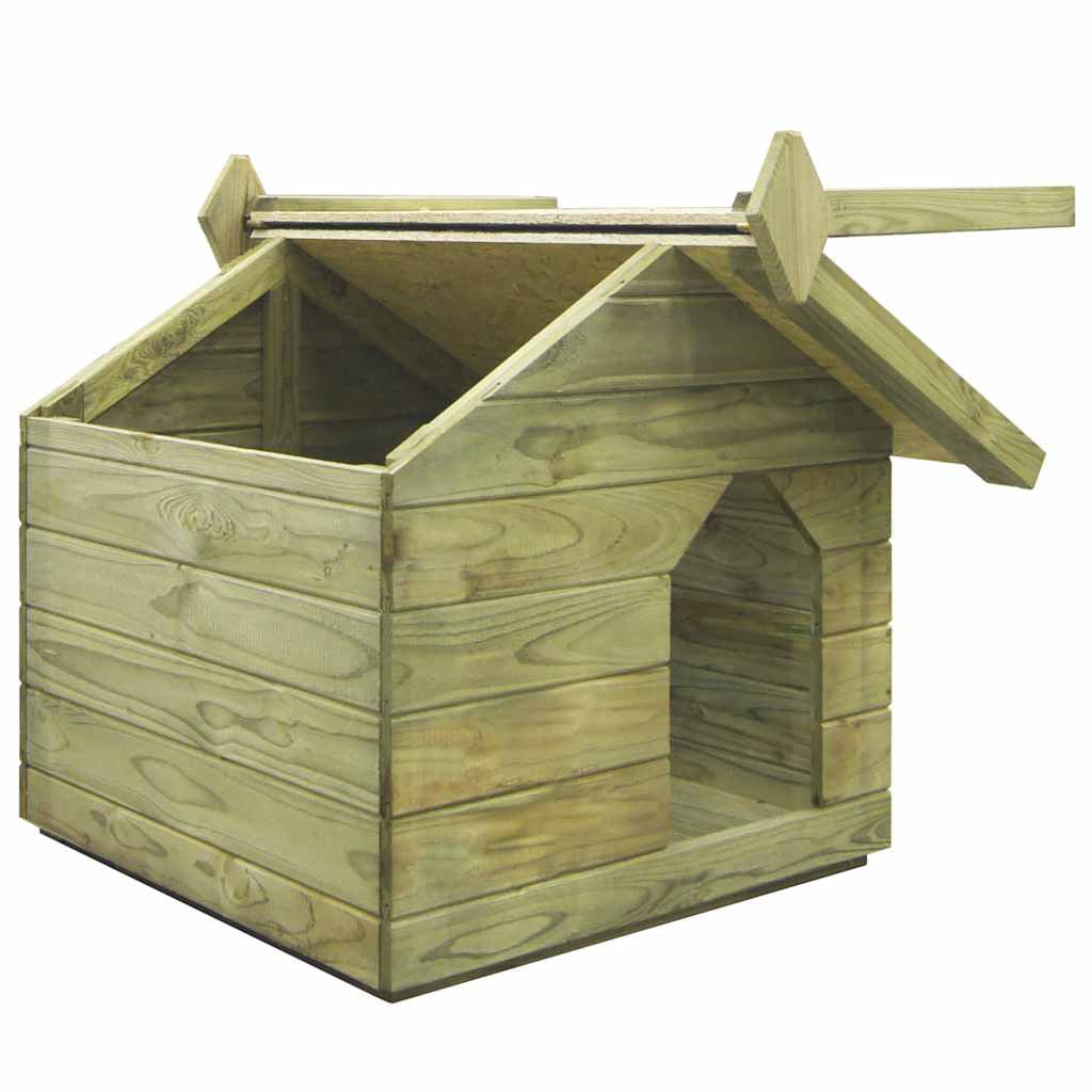 Vidaxl Casa De Perro De Jardín Tejado Abierto Madera Pino Impregnada_3