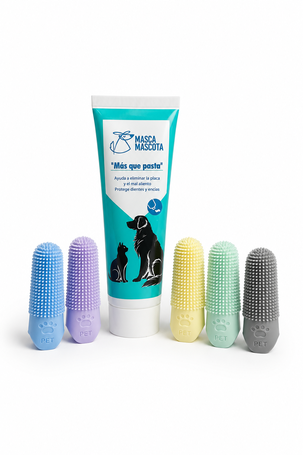Pasta dental natural para perros y gatos con dedal limpiador Masca mascota 100 g_0