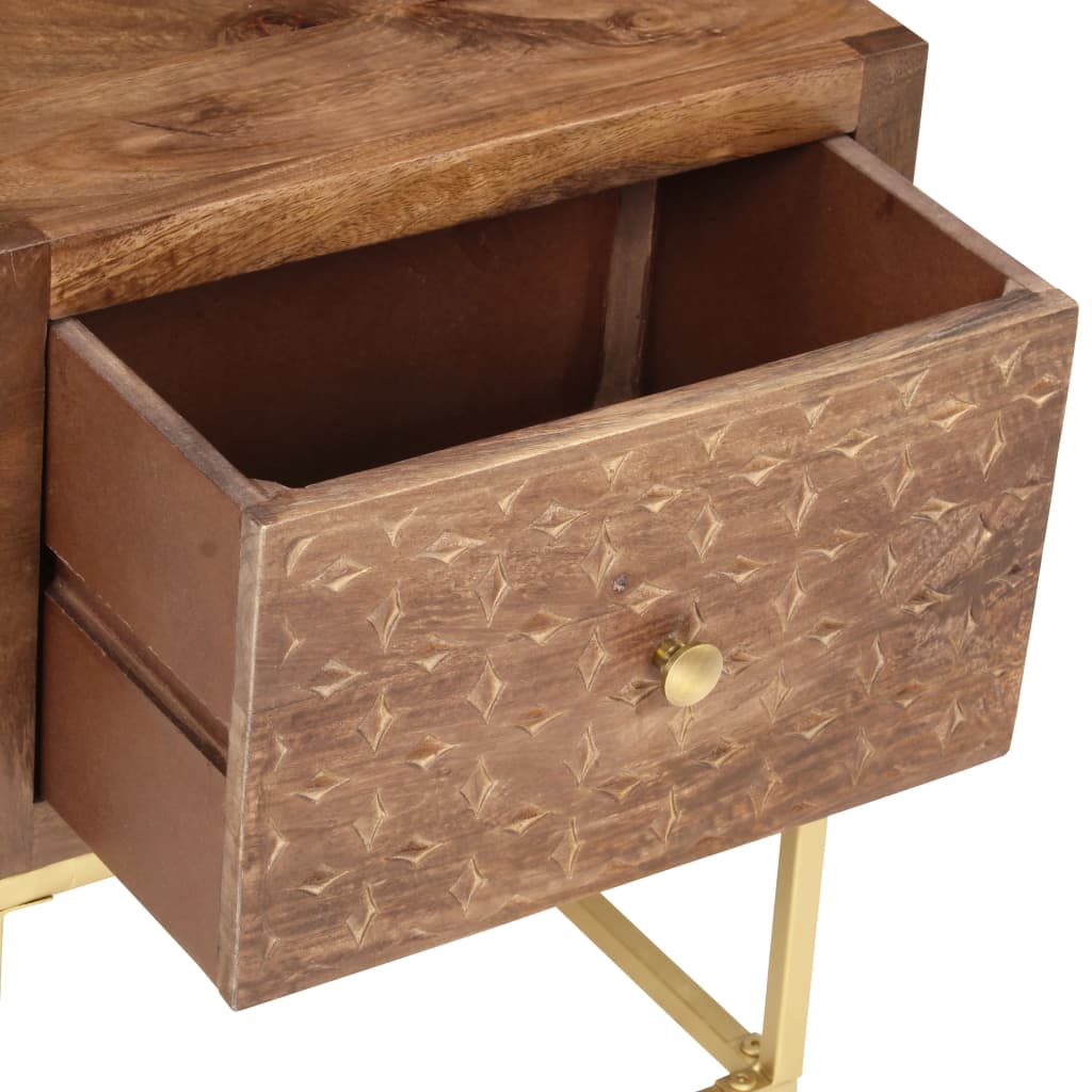 Mesita De Noche De Madera Maciza De Mango 40x30x50 Cm_3