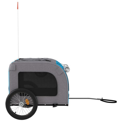 Vidaxl Remolque De Bicicleta Mascotas Hierro Tela Oxford Azul Gris_5