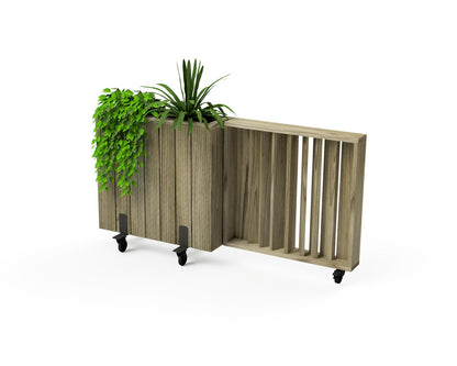 Kit Jardinera Alta De Madera Con Ruedas Y Barandilla 75x34x80 Cm Hortalia_0