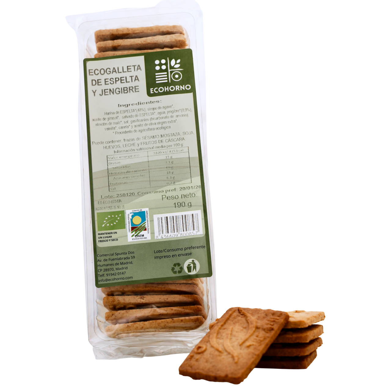 Galletas ecológicas de espelta con jengibre 190 g_0