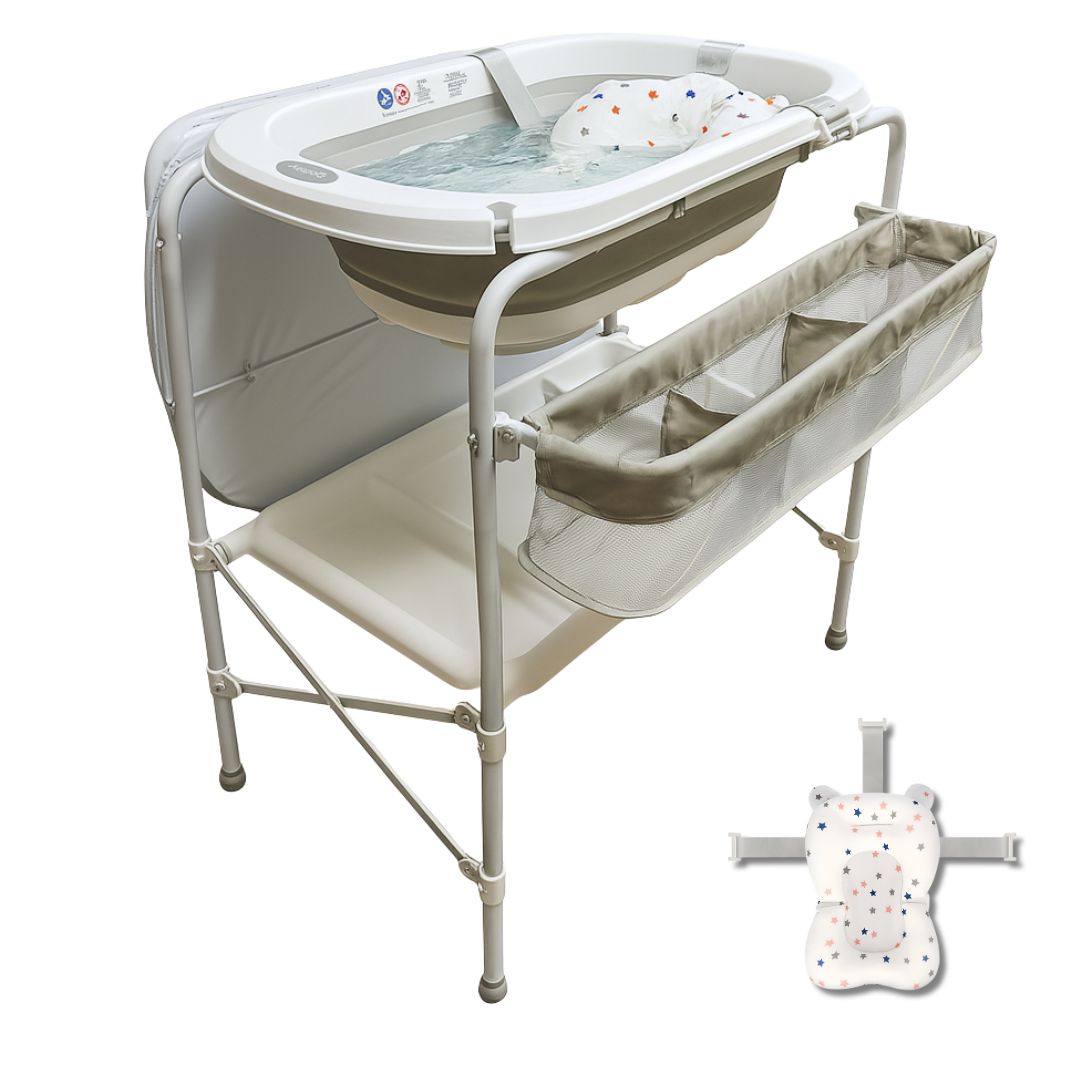 Bathby | Bañera Bebé 5 En 1 Plegable Con Soporte, Cojín Antideslizante, Cambiador (gris Pro)_0