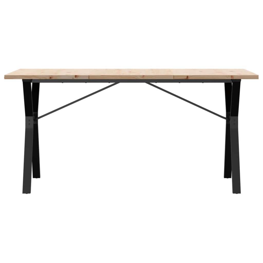 Mesa De Comedor Marco Y Madera Maciza Pino Acero 160x80x75,5 Cm_2