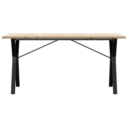 Mesa De Comedor Marco Y Madera Maciza Pino Acero 160x80x75,5 Cm_2