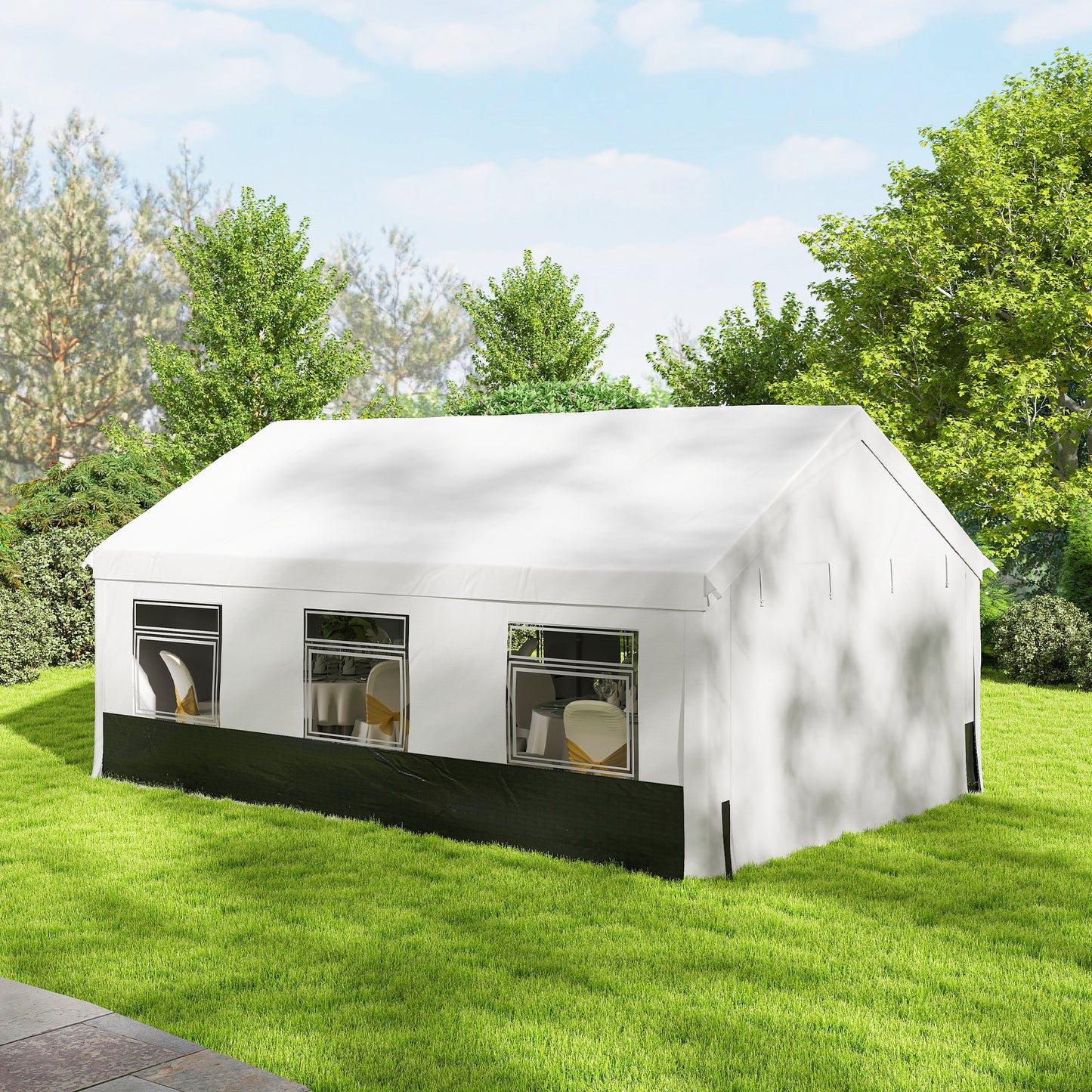 Outsunny Carpa Para Fiesta 4x6 M Con Paredes Extraíbles Puertas Ventanas Gris_4